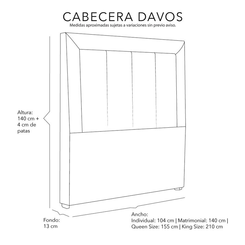 Cabecera Individual Dicasa Davos Crema image number null
