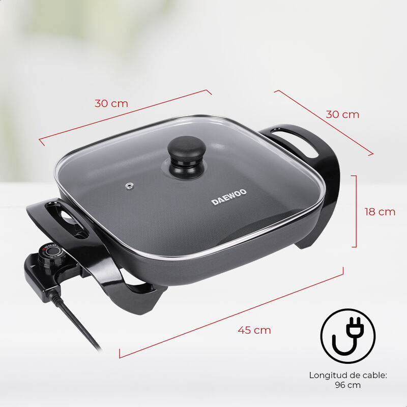 Sart&eacute;n El&eacute;ctrico Antiadherente Con Tapa DAEWOO ... image number null