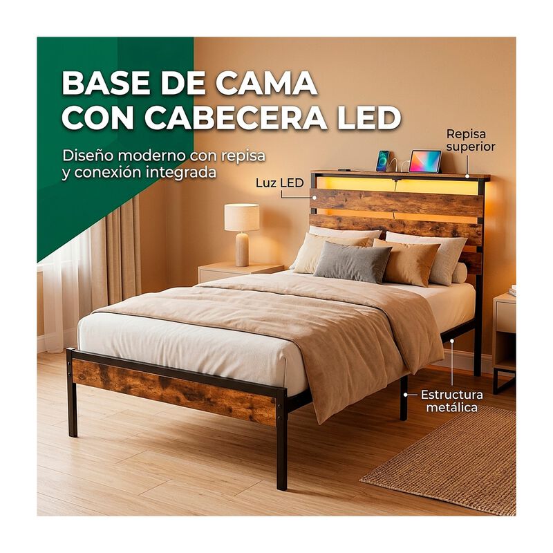 Base Cama Individual Reforzada 300kg Moderna Lu... image number null