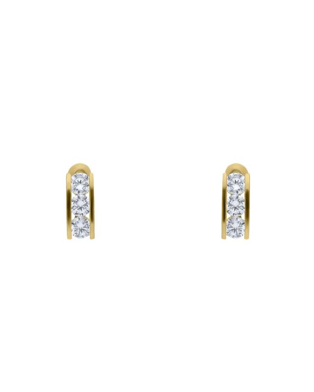 Broqueles De Oro Amarillo De 14k Con Zirconia image number null