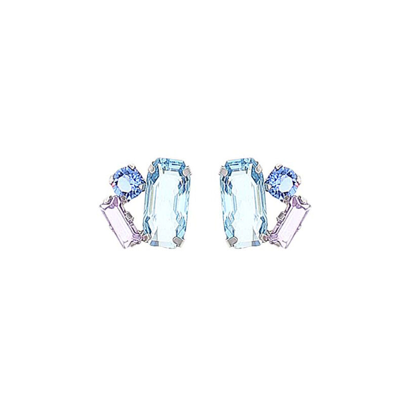 Aretes De Plata 925 Con Zirconias De Colores image number null