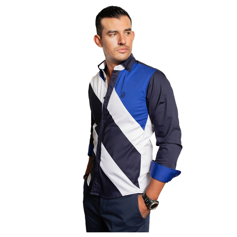 Camisa Blanca-Azul-Blanco LuQtari Talla G image number null