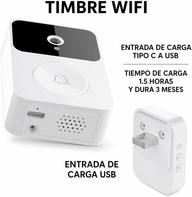 Timbre De Puerta Con C&aacute;mara Wifi Y Pantalla Lcd... image number null