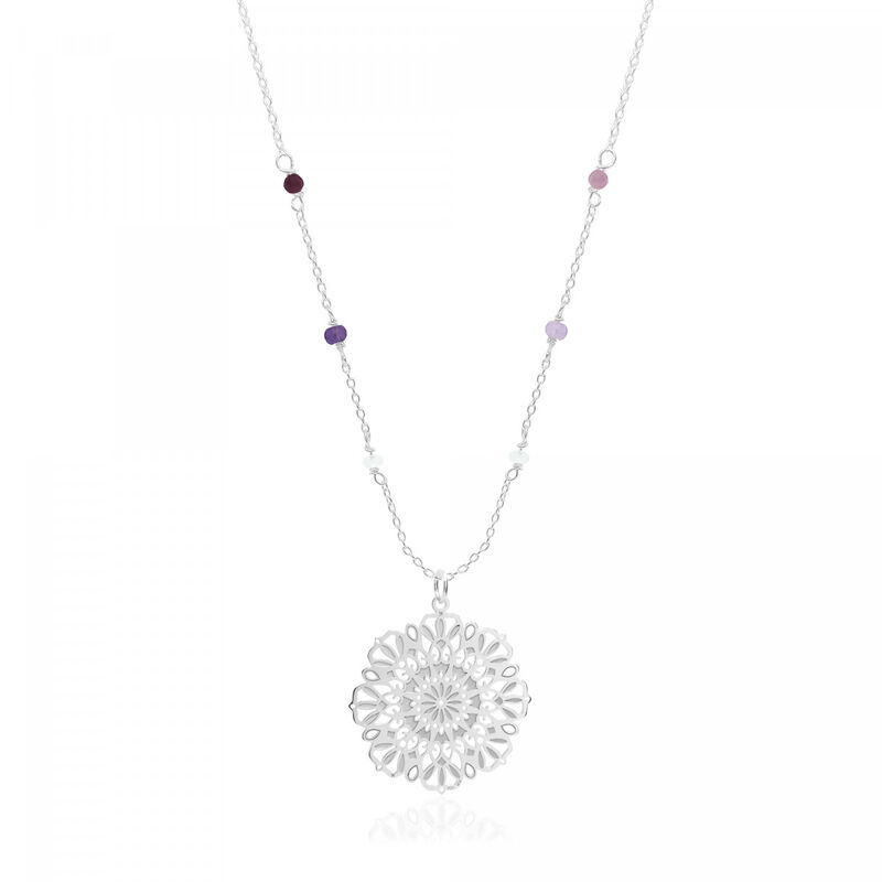 Collar Gerbera de Plata con Piedras Naturales image number null