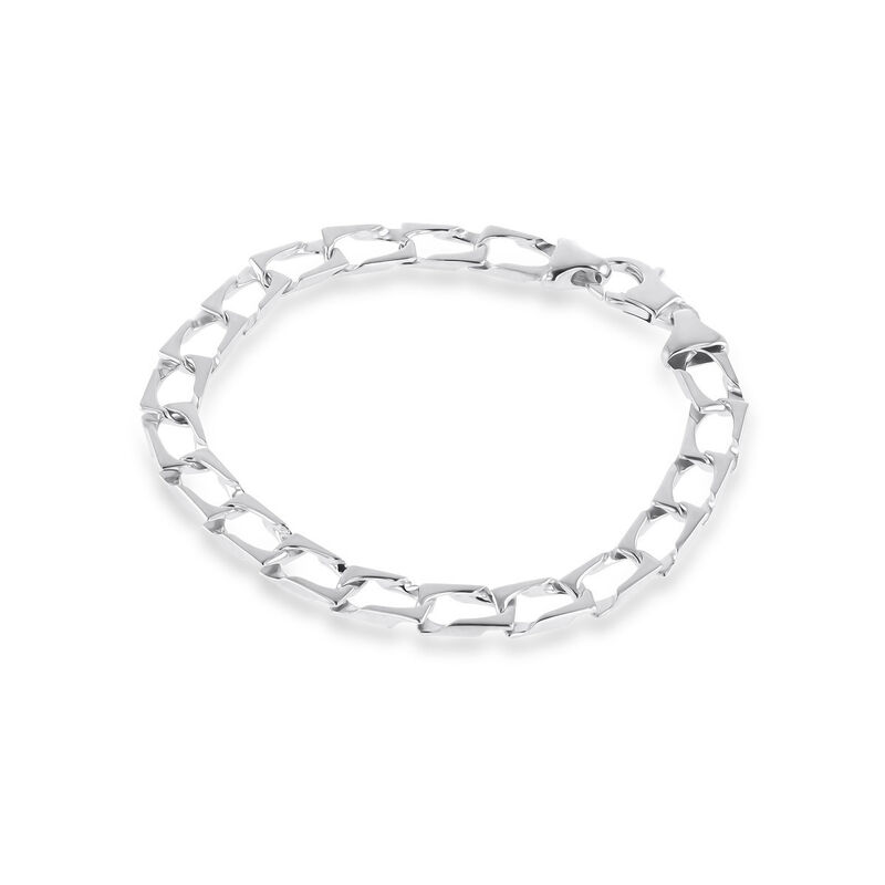 Pulsera Plata Blanca 925 Cuadrada 21cm 7mm | Bi... image number null