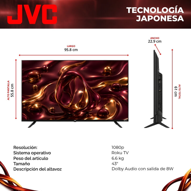 Jvc Pantalla Smart Tv 43 Pulgadas Full Hd Led F... image number null