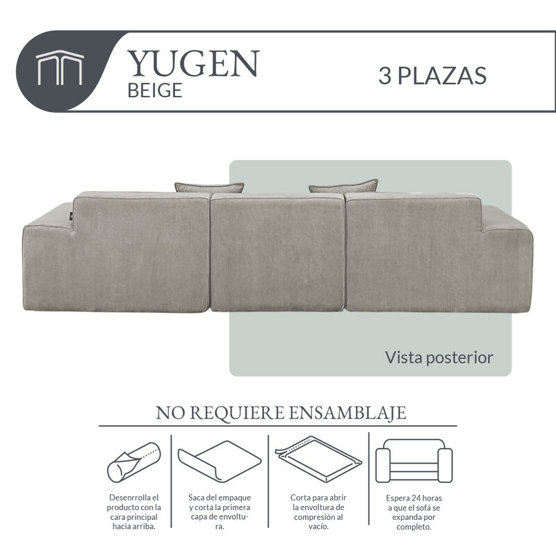 Sof&aacute; Espuma Alta densidad YUGEN Beige 3 plazas ... image number null