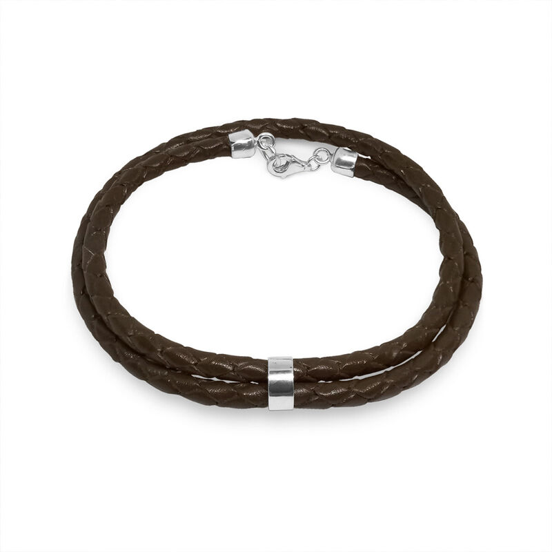 Pulsera de Piel Caf&eacute; Para Hombre con Rondel de ... image number null