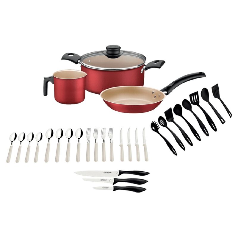 Bater&iacute;a Tramontina Turim Roja 31 Pzas Cuchillos... image number null