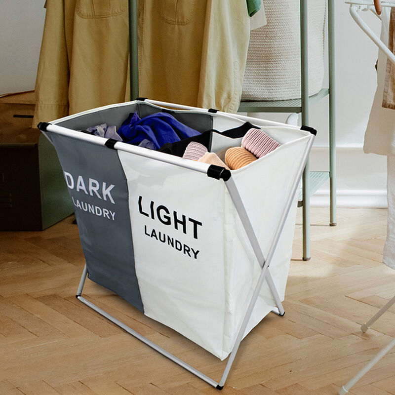 Cesto Para Ropa con 2 Separaciones  Gris /Blanc... image number null