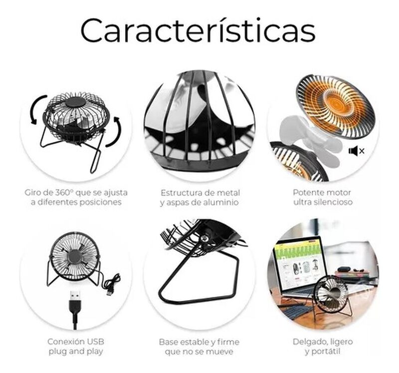 4 Ventiladores De Escritorio USB Peque&ntilde;o Aspas ... image number null