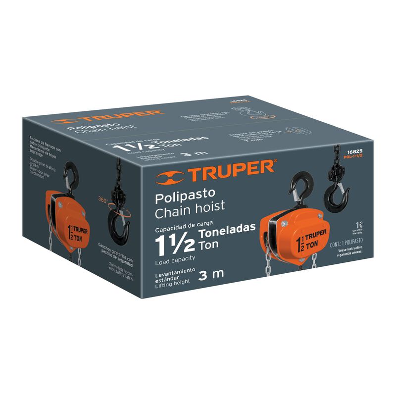Polipasto de Cadena de 1-1/2 Ton Truper image number null