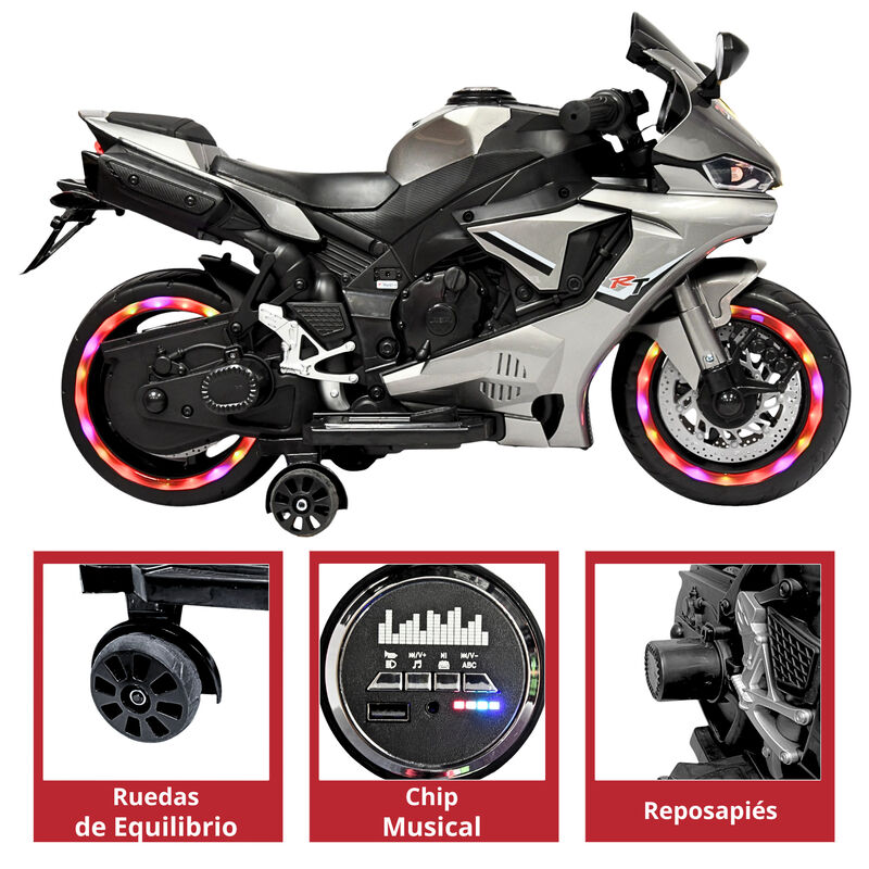 Moto Montable El&eacute;ctrica para Ni&ntilde;os Luces Led So... image number null