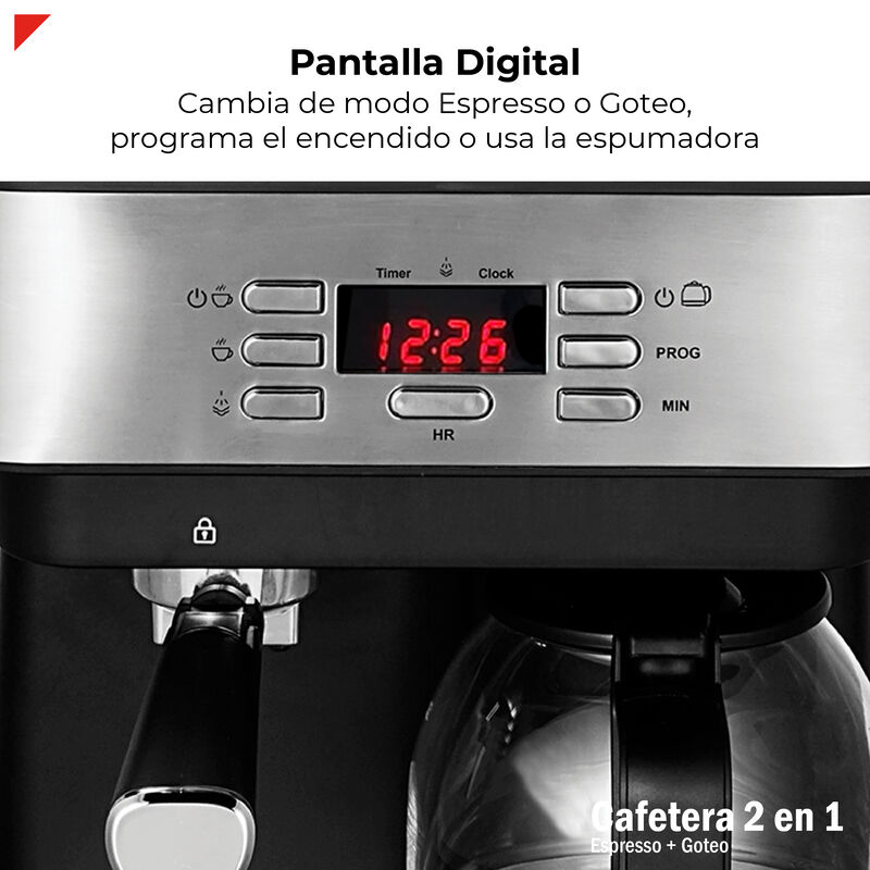 Cafetera Espresso + Goteo 20 Bdp 12tazas Acero ... image number null