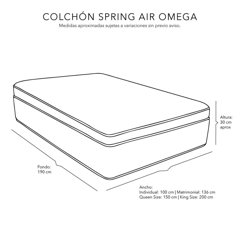 Colchón Queen Size Spring Air Omega+Sábanas Dic... image number null