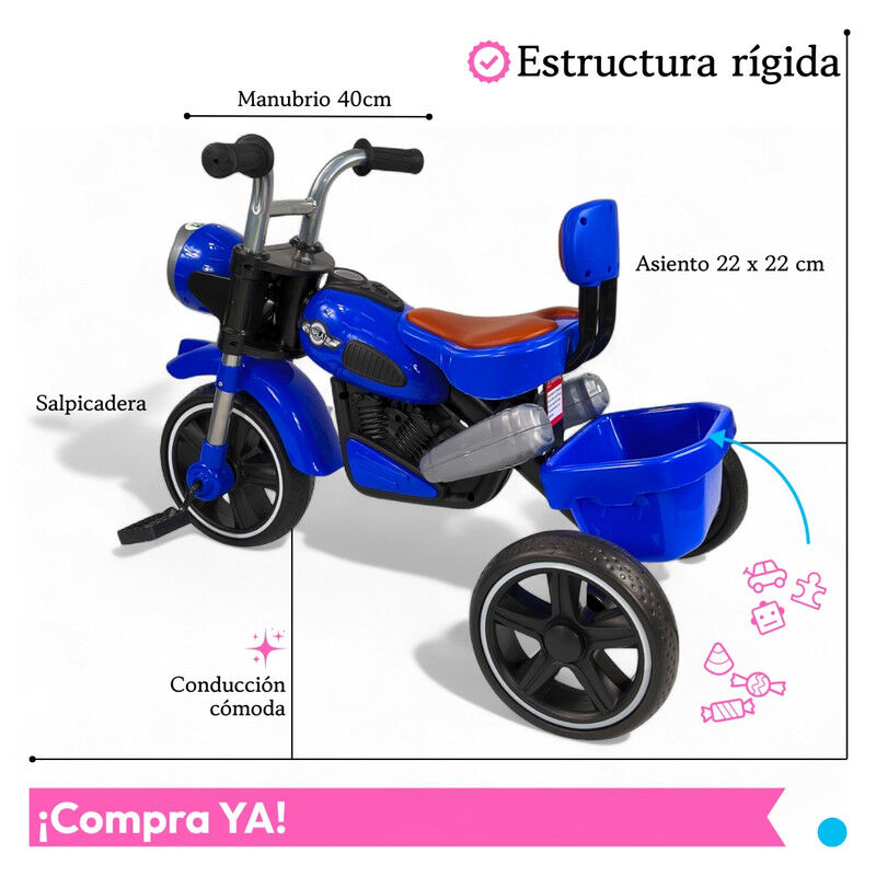 Triciclo Infantil C&oacute;modo C/ Luces y Sonido TEK-... image number null