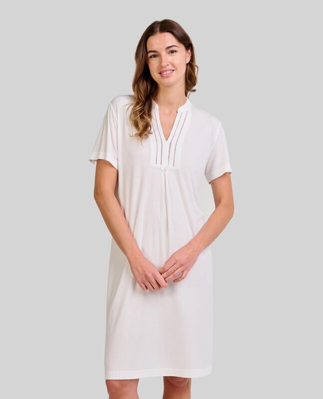 Camis&oacute;n M/C Canale con Entredos Marfil image number null