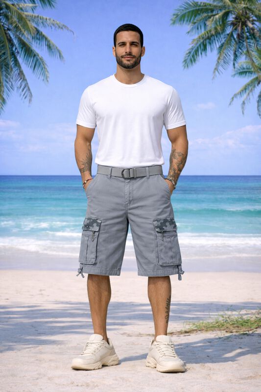Bermuda Cargo Hombre 6 Bolsas Cinturon Estilo O... image number null