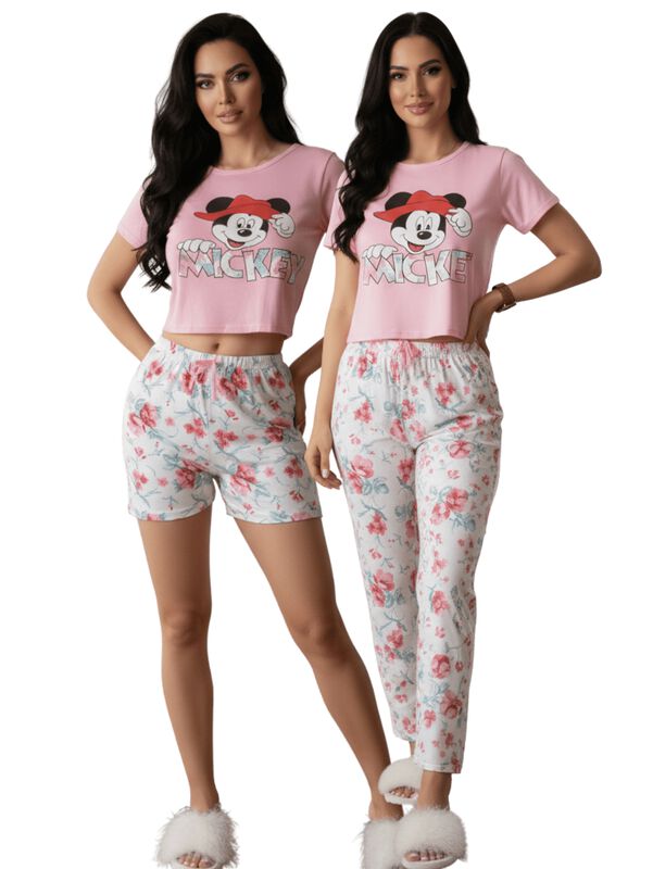 Pijama De 3 Piezas Mujer Pantalon Short Y Playe... image number null