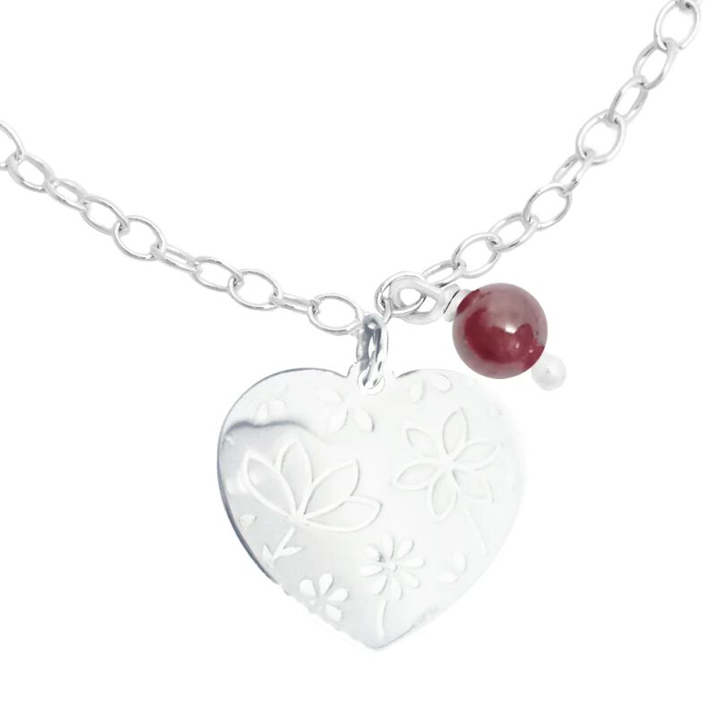 Pulsera Querer Cadena con Coraz&oacute;n y Granate de ... image number null