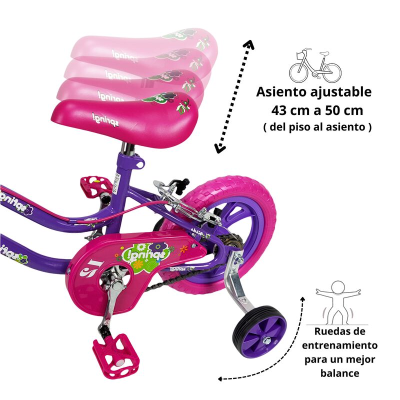 Bicicleta Infantil Ni&ntilde;as R12 Ruedas Auxiliares ... image number null