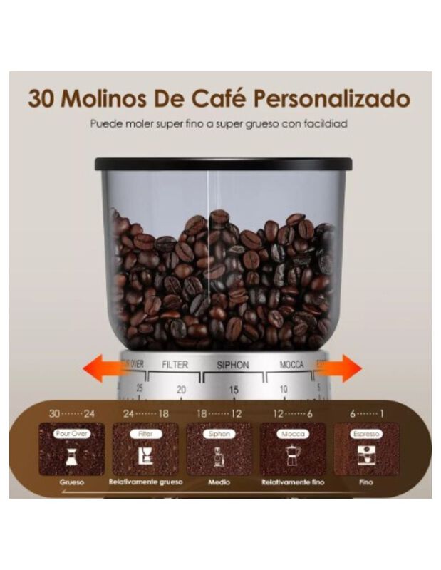Molino De Caf&eacute; El&eacute;ctrico  30 Ajustes Para Espre... image number null