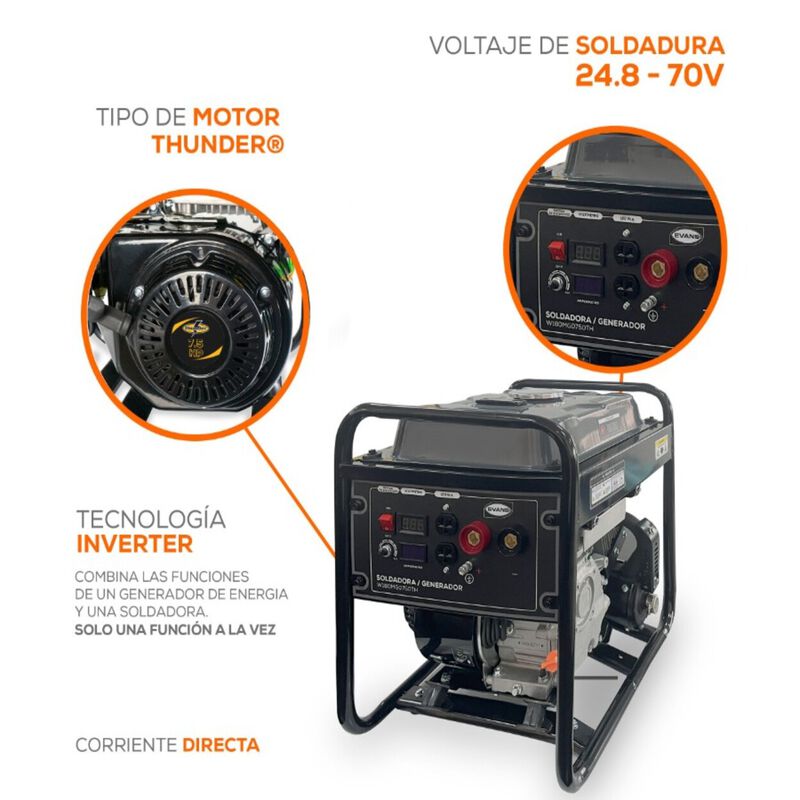 Soldadora Generador Inverter Evans 7.5hp 2kva 8... image number null