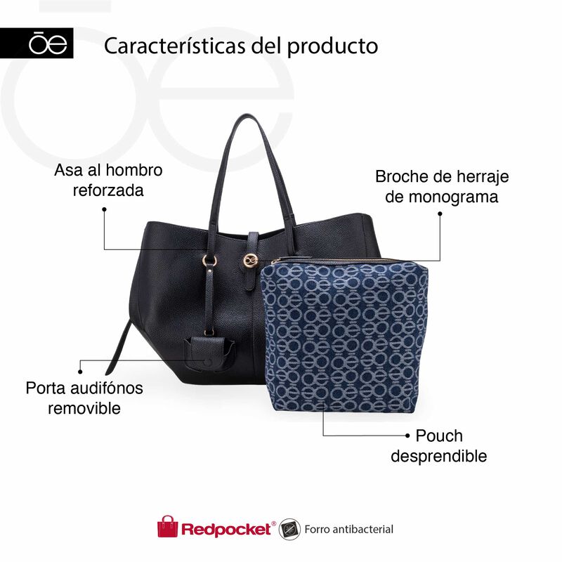 Bolsa Tote Maxi Con Porta Audif&oacute;nos Color Negro image number null