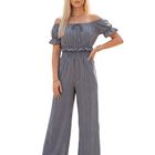 Jumpsuit Ves-1046 Gris De Manga Corta Y Pierna Amplia