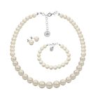 Collar aretes y pulsera Perlas de cristal creciente con plata .925 Zvezda