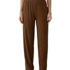 Pantal&oacute;n Corte Recto Texturizado Con Brillos Sutiles Panta-1013 Caf&eacute; Elegante Y S&uacute;per C&oacute;modo Para Mujer