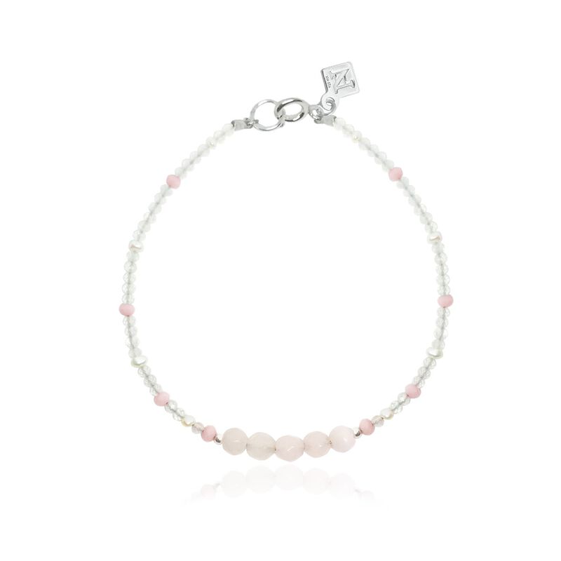 Pulsera de Cuarzo Rosa con Perla y plata .925 image number null