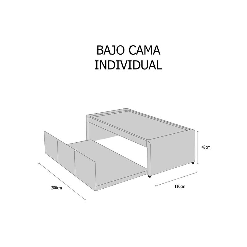 Cama Doble, Bajo Cama Individual Gris image number null