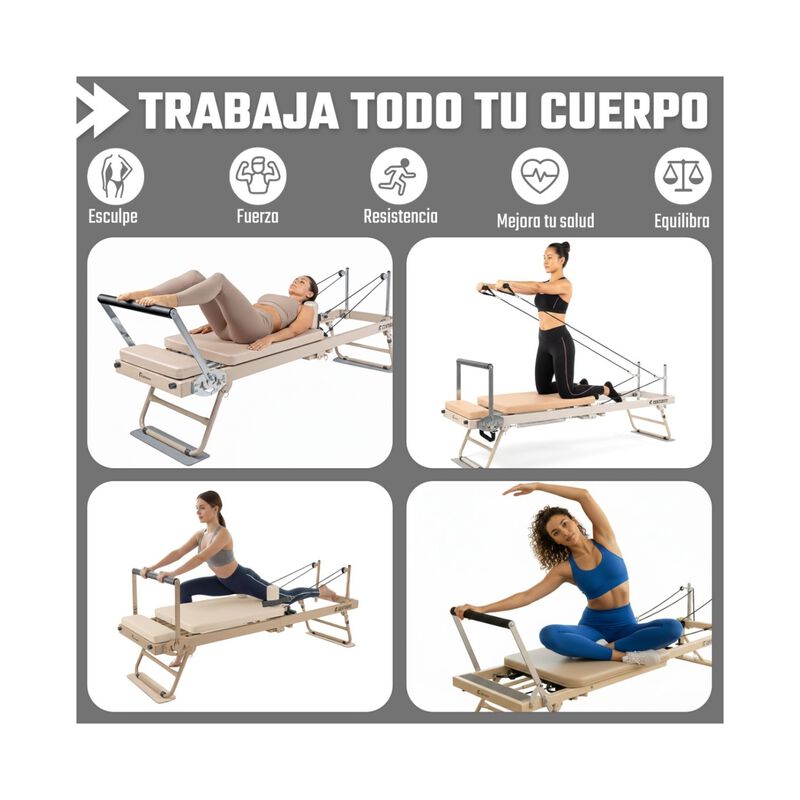 Cama Pilates Reformer Color Beige Yoga Plegable... image number null