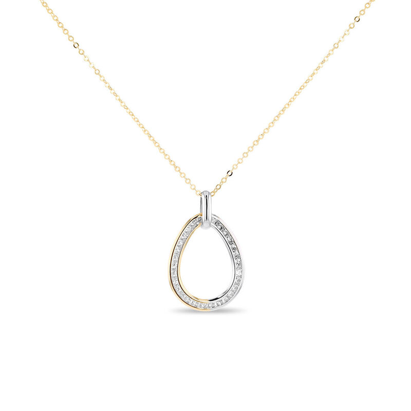 Dije Bicolor 10k Con Zirconias + Cadena (sku C)... image number null