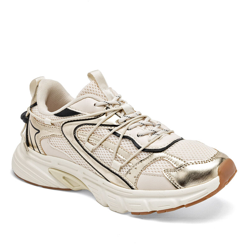 Clasben Tenis urbano para mujer beige oro negro image number null