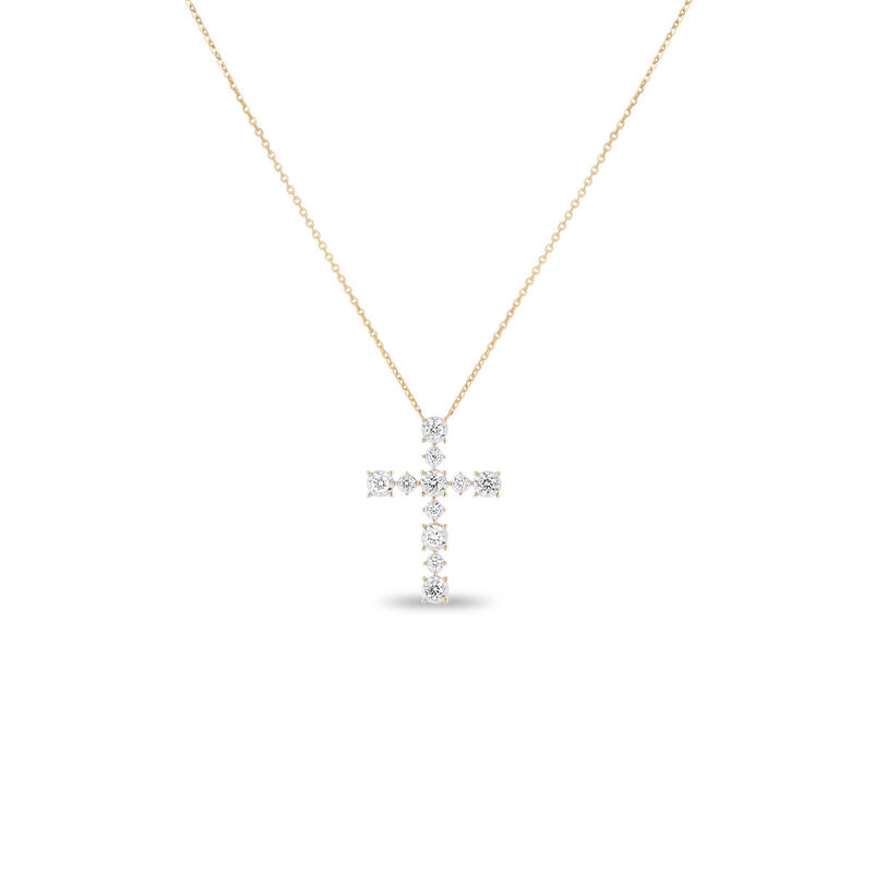 Gargantilla Cruz Oro 14k Con 34pts De Diamante ... image number null
