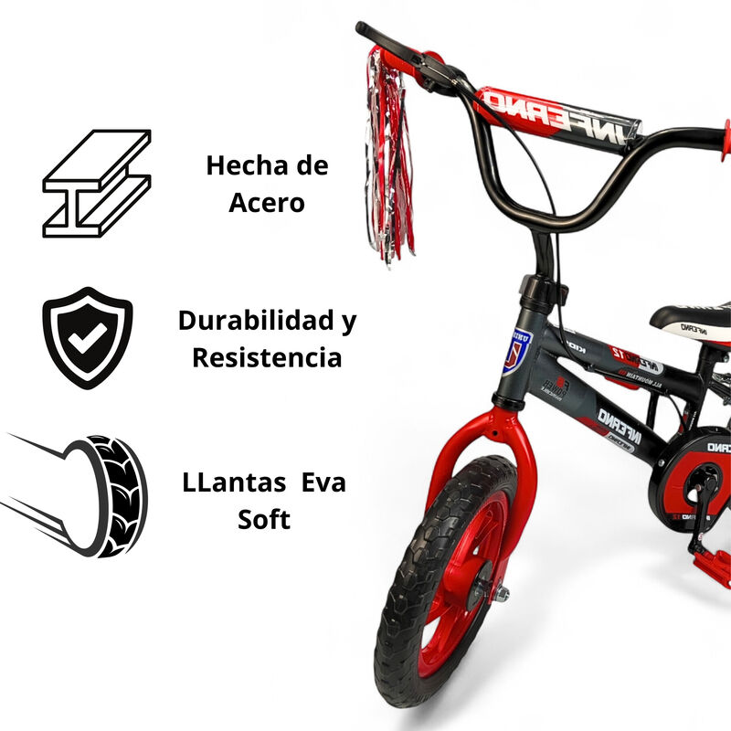 Bicicleta Infantil Ni&ntilde;os R12 Ruedas Auxiliares ... image number null