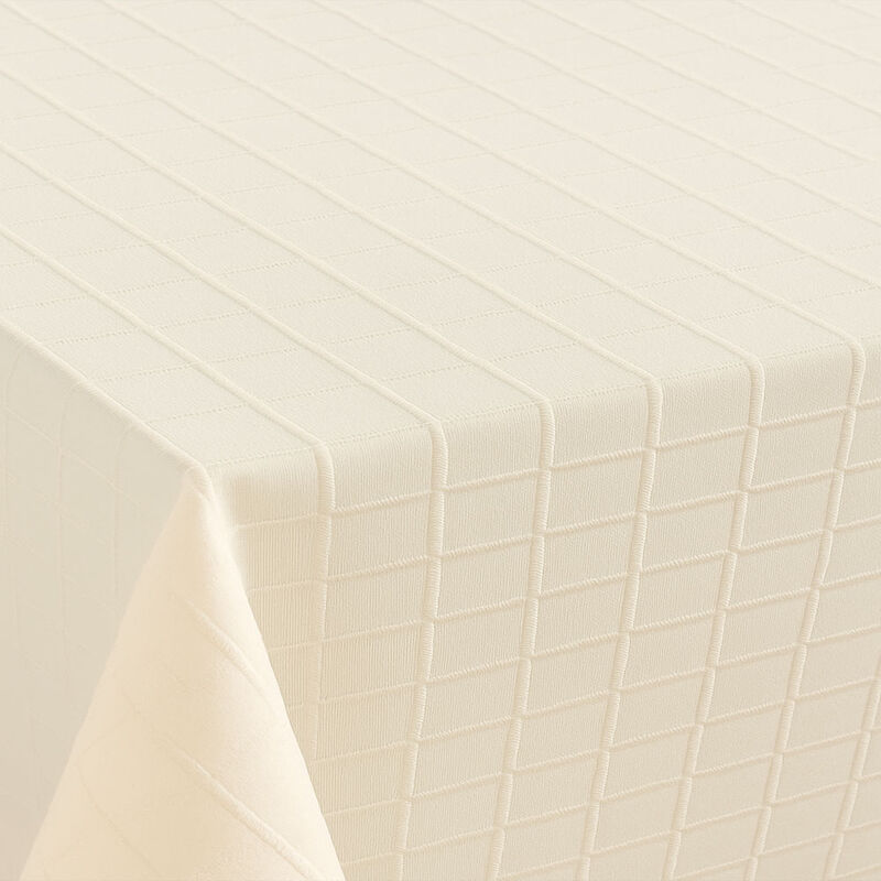 Mantel Hueso Cuadros 2.50 m Mesa Cuadrada  100%... image number null