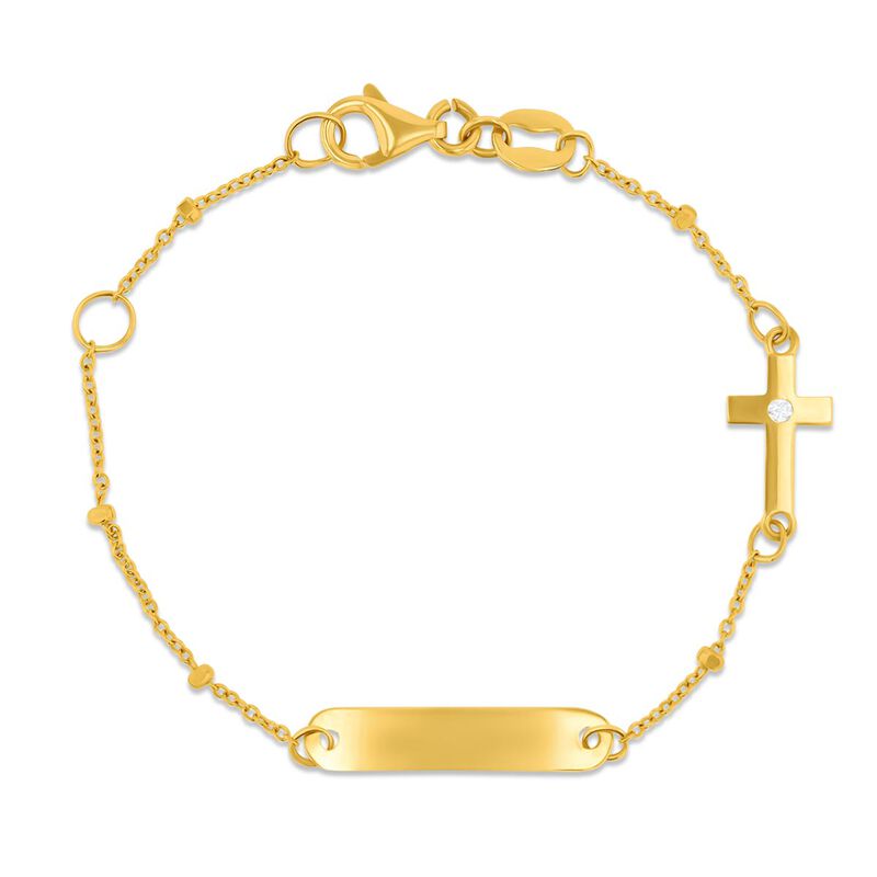 Esclava Con Cruz De Oro Amarillo 14k Con Zircon... image number null