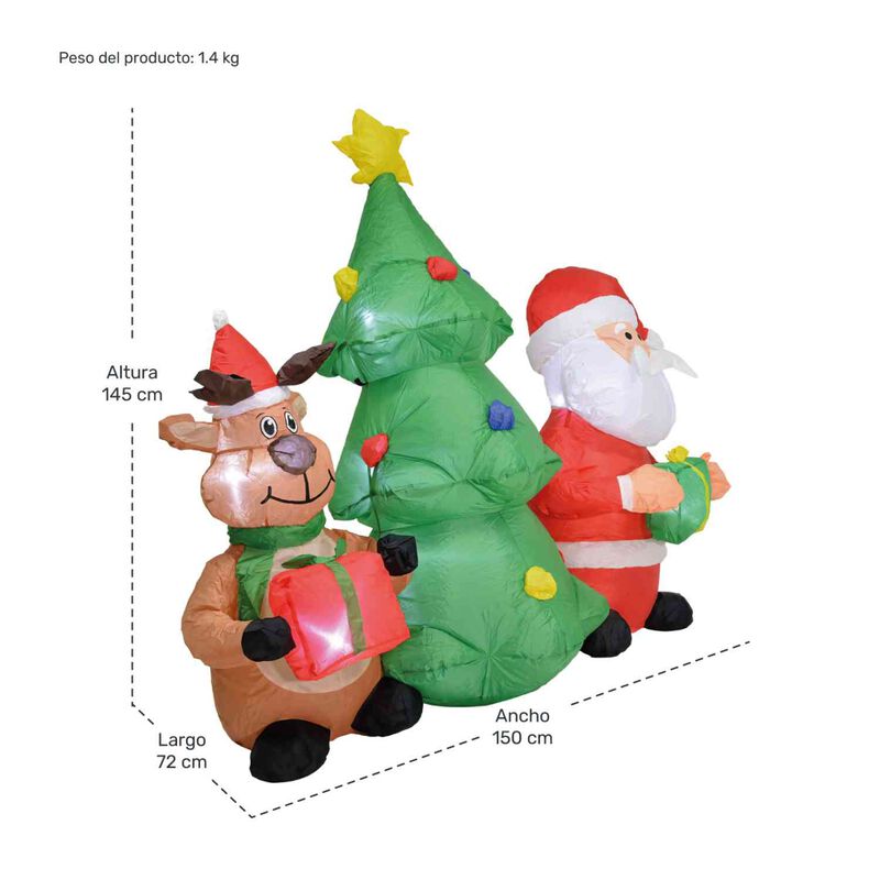 Inflable Navidad Santa Reno Arbol Luz Led Decor... image number null