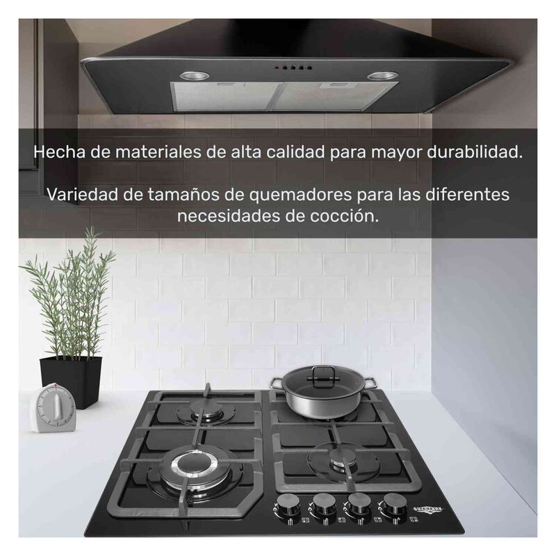 Parrilla Gas Cristal Templado 4 Quemadores Estu... image number null