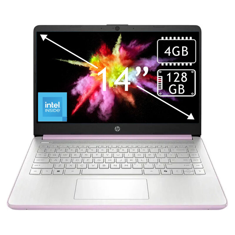 Laptop Hp 14" Celeron 128Gb 4Gb Ram Rosa 14-dq6... image number null