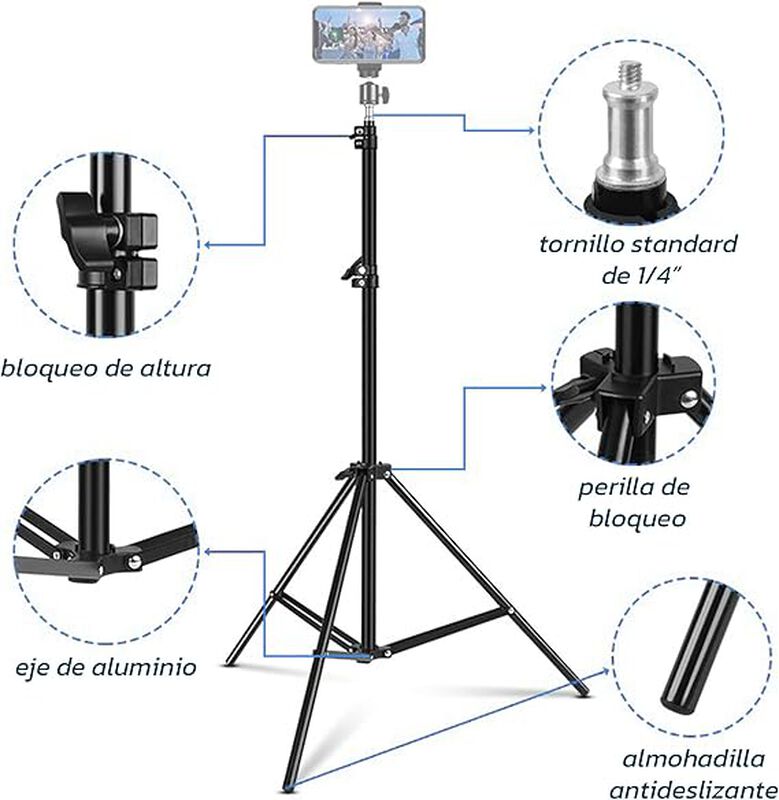 Aro de Luz LED 10 Pulgadas con Tripie Bluelande... image number null