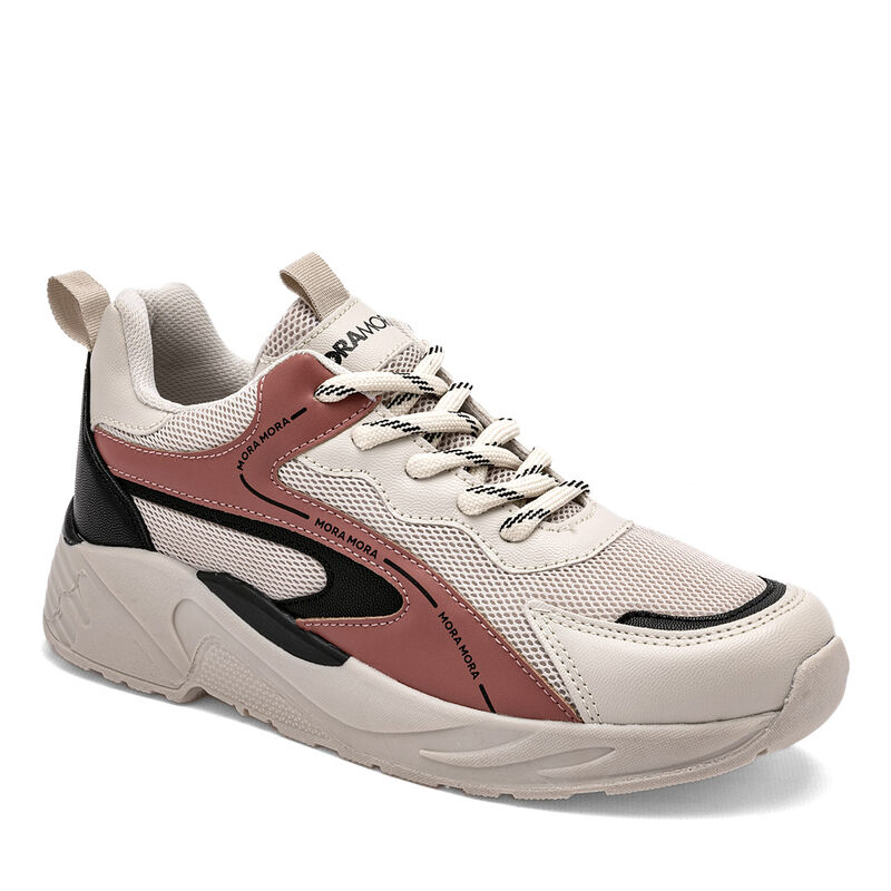 Moramora Tenis urbano para mujer beige rosa neg... image number null