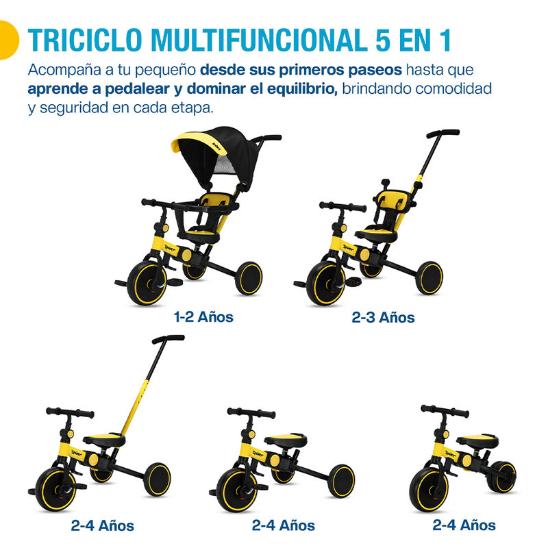 Triciclo para Ni&ntilde;os y Beb&eacute; 5 en 1 Plegable con ... image number null