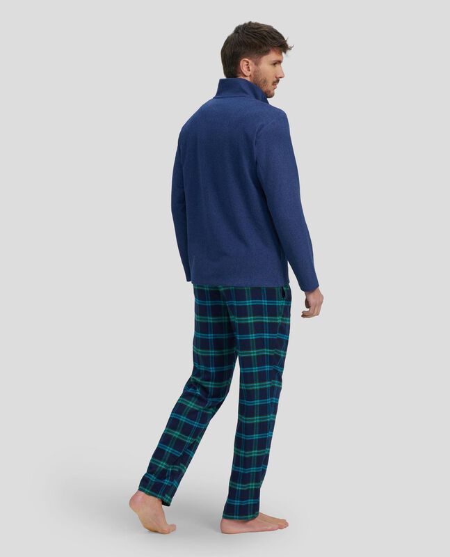 Pijama Mixto a Cuadros Azul image number null