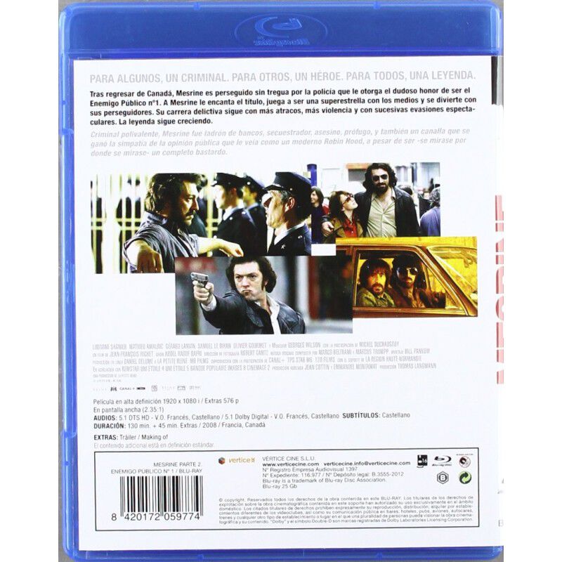 Mesrine Parte 2: Enemigo P&uacute;blico N.&ordm; 1 (blu-ray... image number null