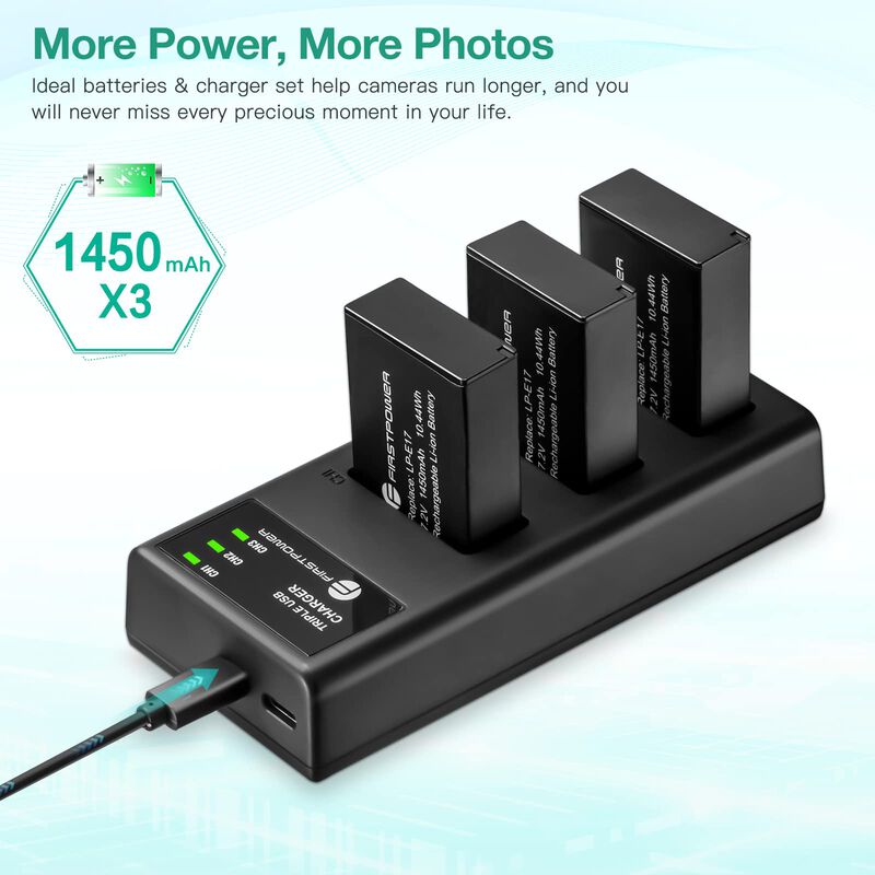 Bater&iacute;a Y Cargador Firstpower Lp-e17 Para Canon... image number null