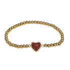 Pulsera LuckyLy Nadia Turquesa o Rosa o Amatista o &Aacute;gata Roja con Ba&ntilde;o de Oro 14k con Piedras Naturales en forma de Coraz&oacute;n